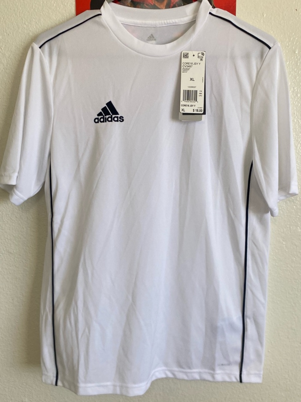 Adidas Sporty Kids Jersey Core18 White with Black Accents Size XL